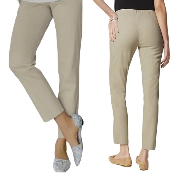 J. Jill Pants - J. Jill Cigarette Pant Cashew Classic Pull On Slim Ankle Length Rayon Blend